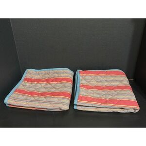 HTF Chaps Retired Annabella Stripe Quilted Throw Pillow Shams Set of 2 - 20x20"
